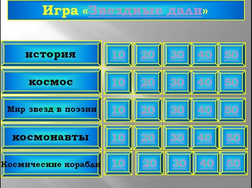 игра на день космонавтики презентация